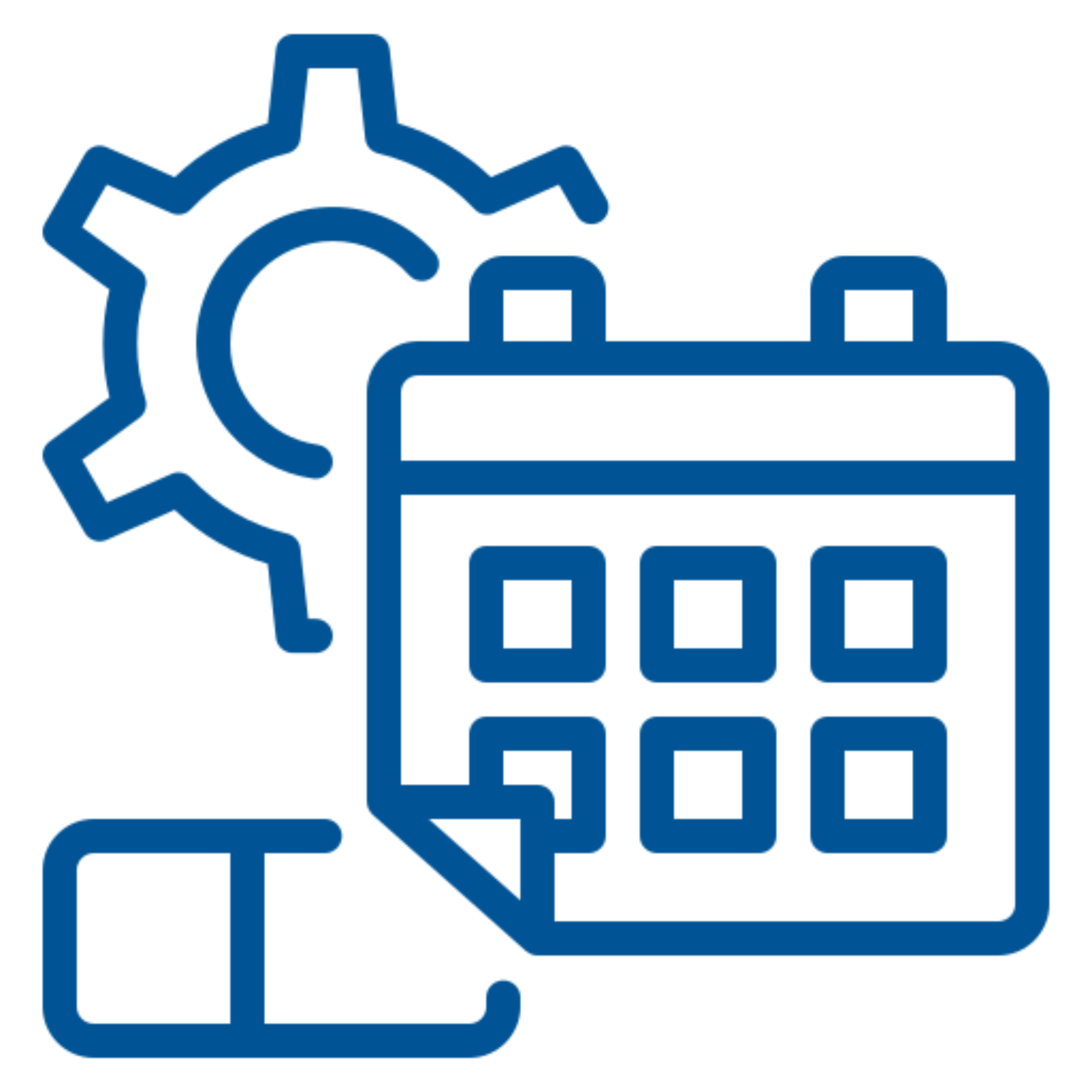 Calendar with settings cogwheel graphic