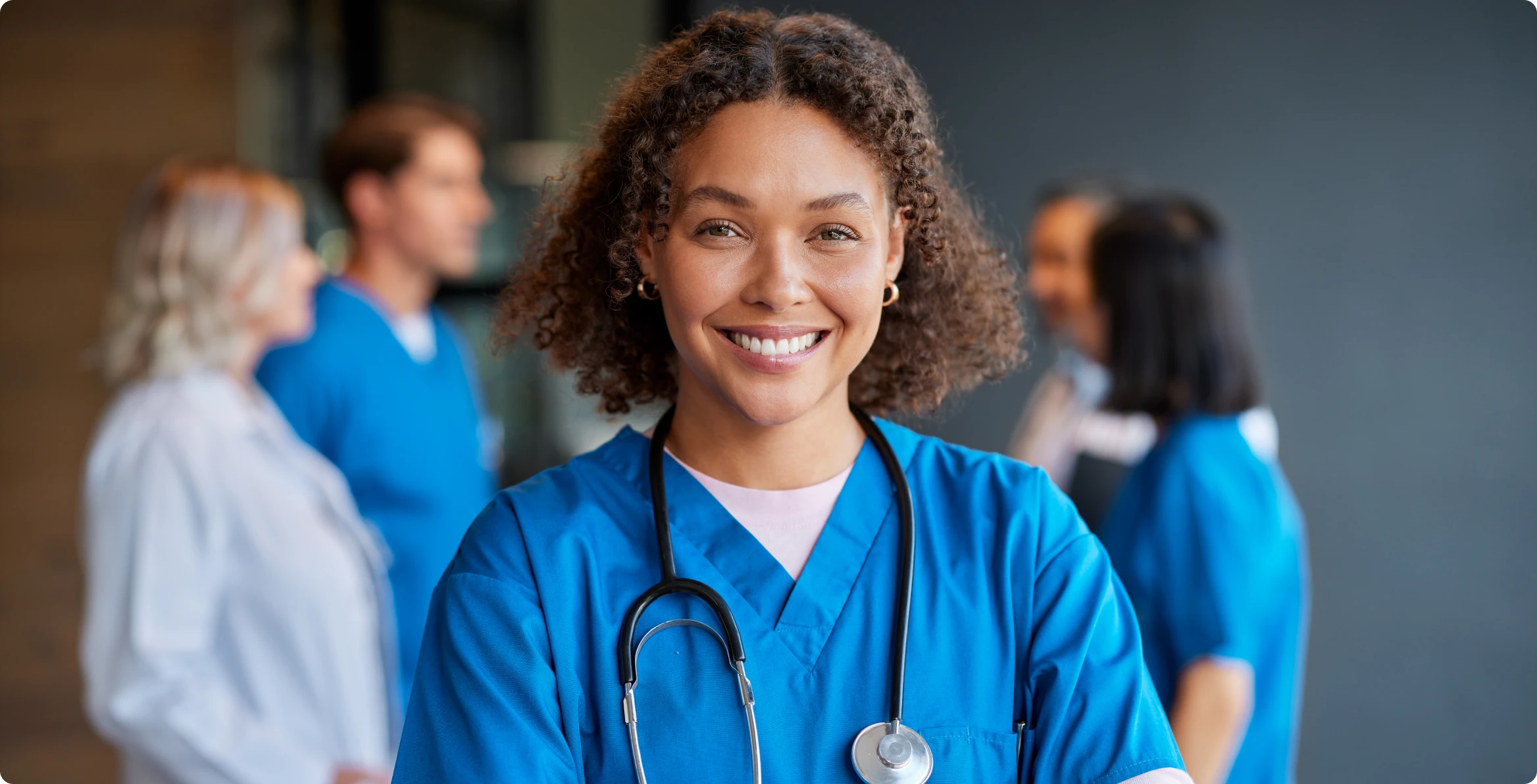 Smiling nurse with stethoscope