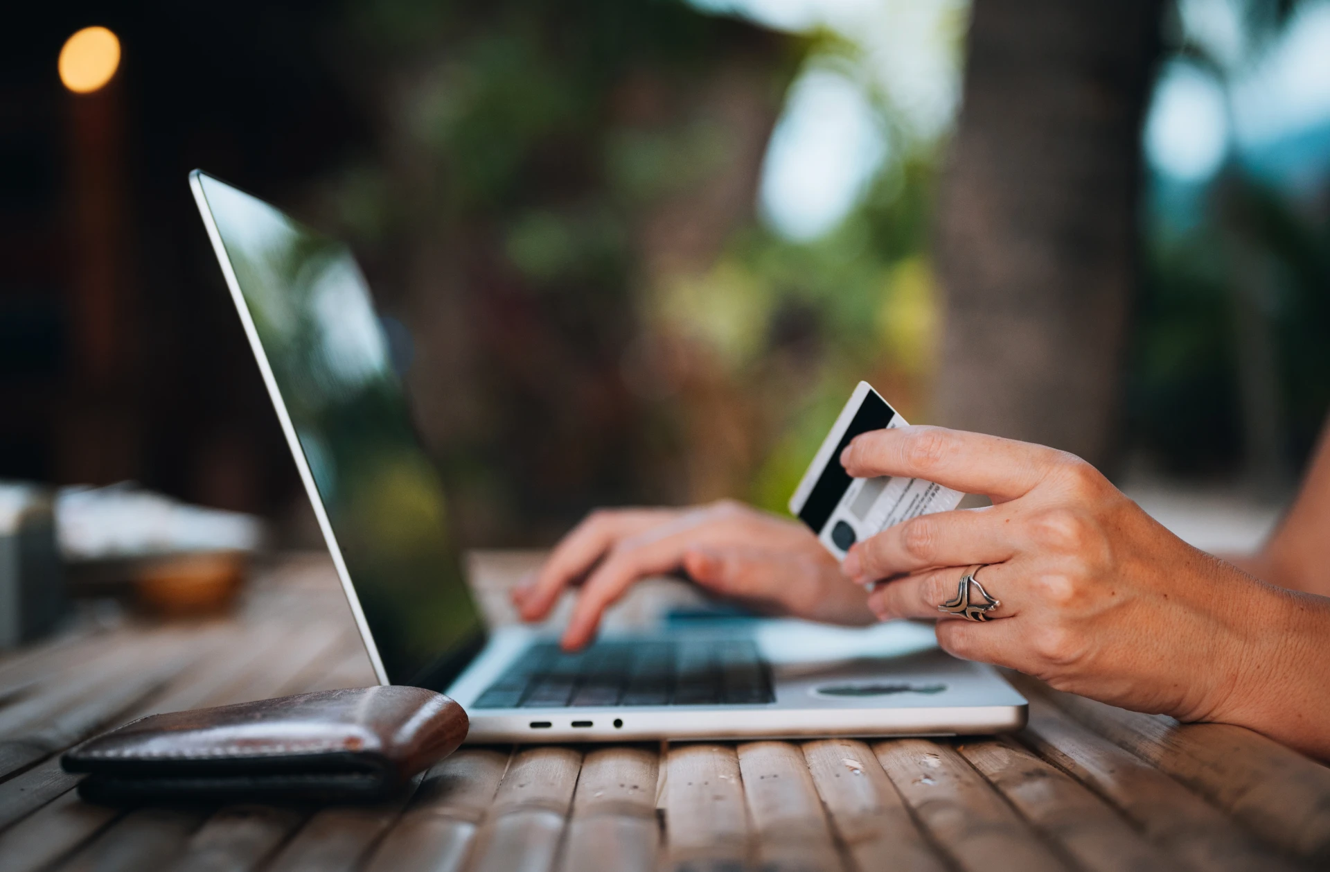 Online payment using credit card and laptop